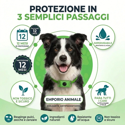 Emporio Animale™ Collare Antiparassitario Naturale per Cani - 12 Mesi di Protezione